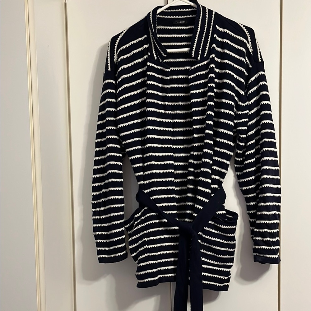 Striped Navy and White Cardigan
